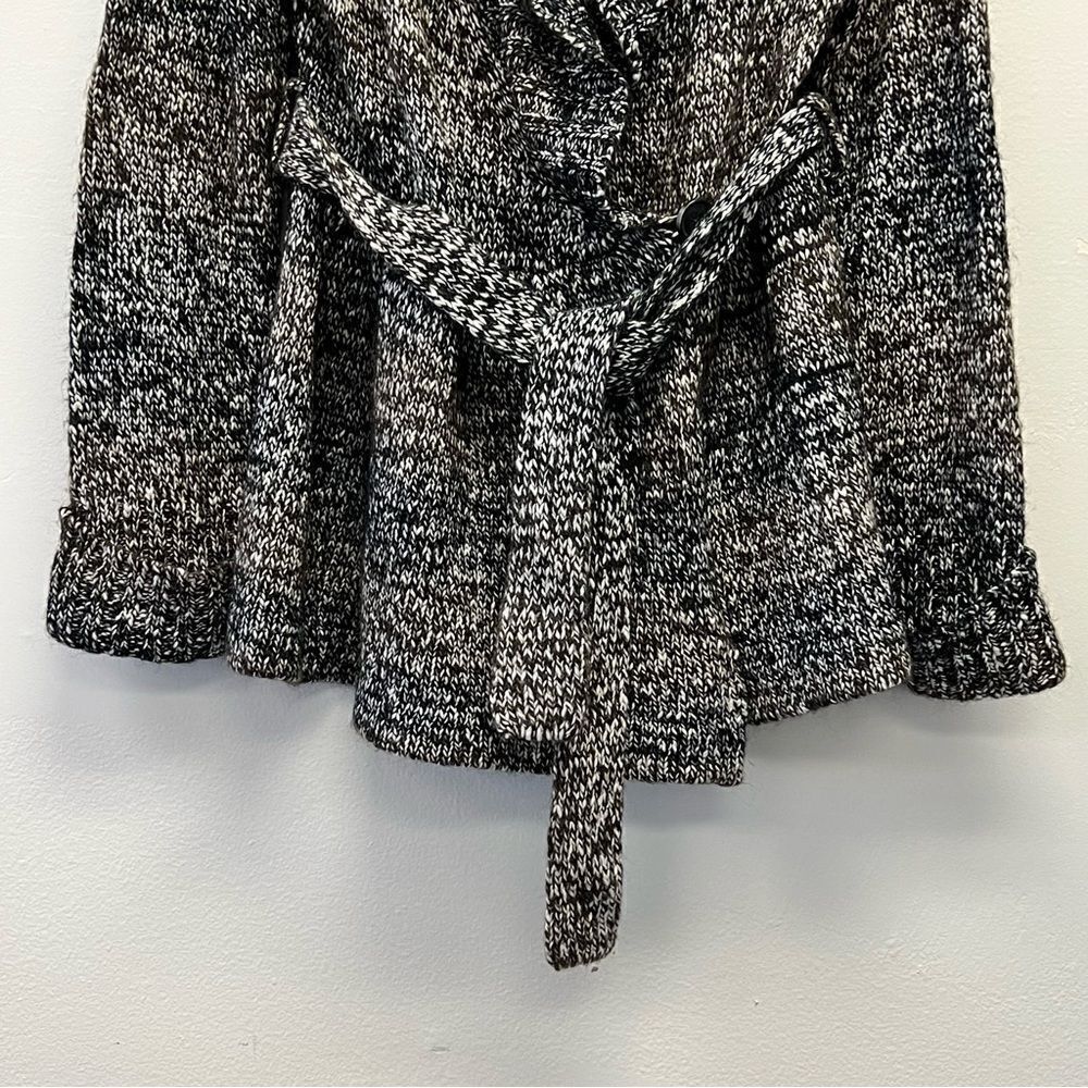 525 America Wool Blend Marled Knit Ombré Fit & Flare Peplum Wrap Cardigan, Med - Picture 6 of 15